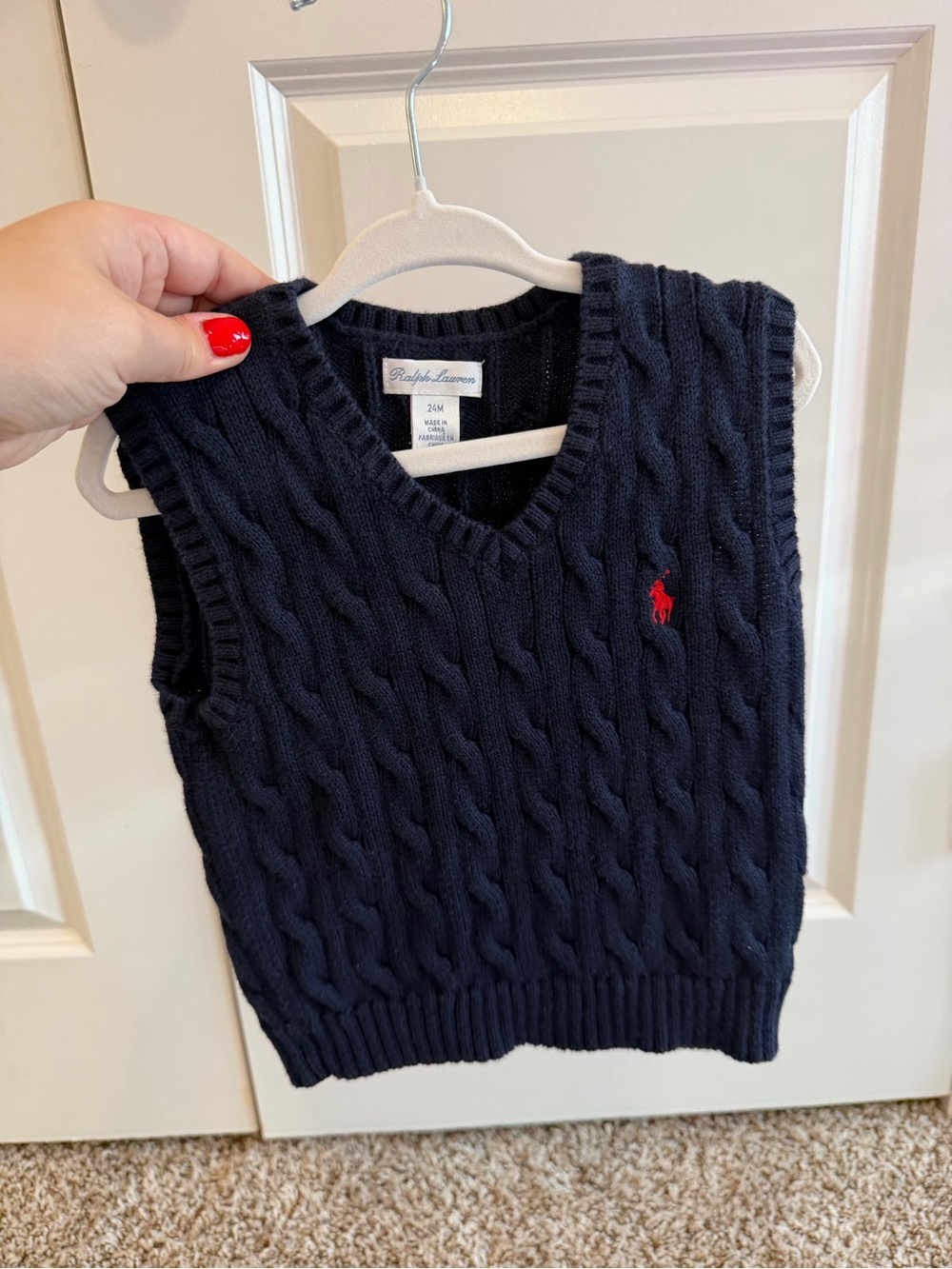 Ralph Lauren Navy Cable Knit Sweater Vest